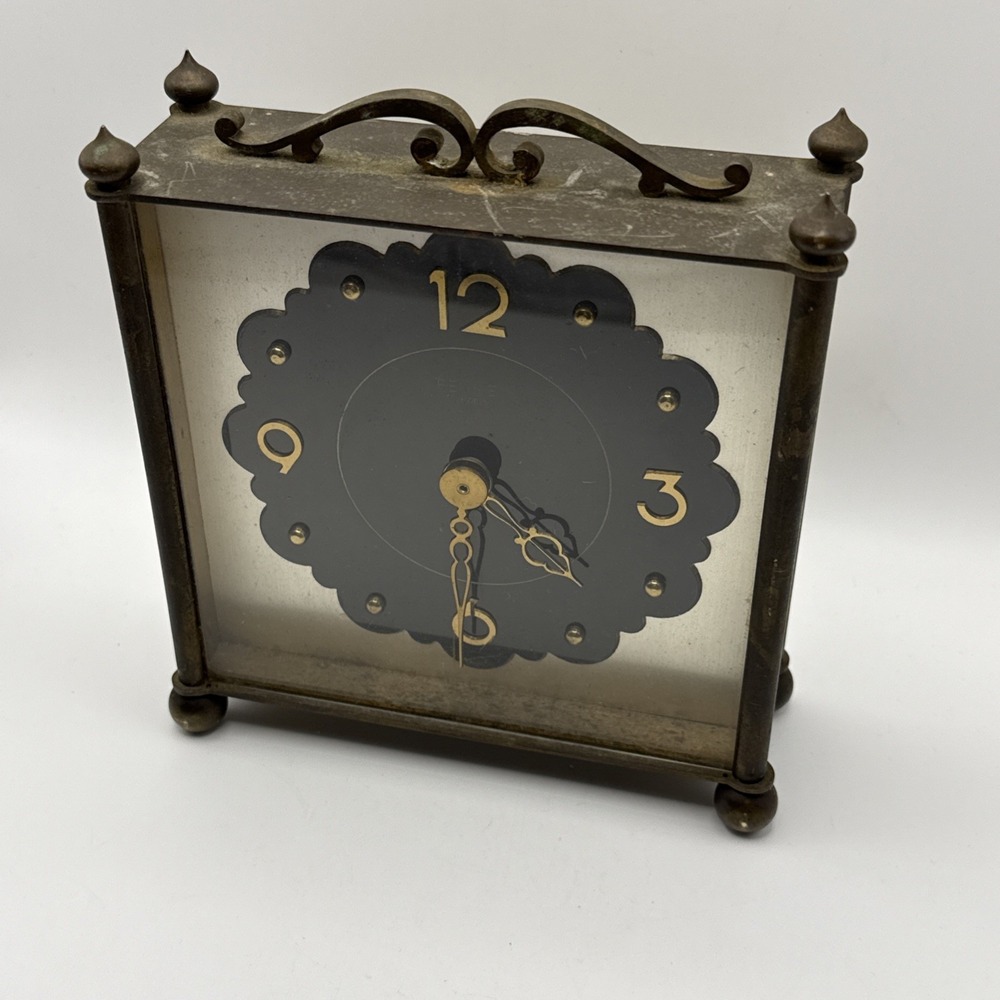 RENSIE 7 JEWELS Brass Clock Germany Vintage